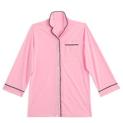 China Women Ladies Sleepwear Long Cotton Monogrammed High Quality Breathable Sleeve Pink Pajamas for sale