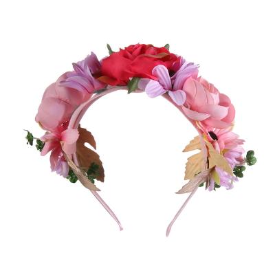 China Polyester & Sunmmer wholesale partysu wholesale metal flower travel hair accessories women vintage metal flower travel headband wedding garland wreath for sale