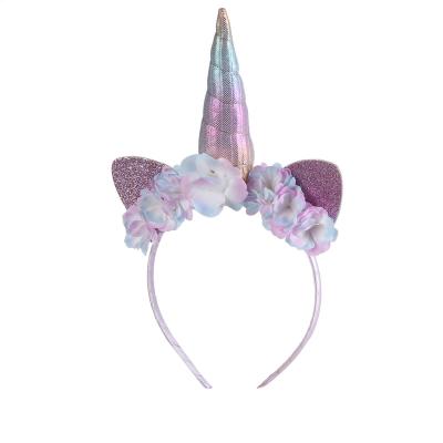 China New Design Wedding Party Hairband Sweet Trumpet Flower Head Wear Artificial Unicorn Hair Band for sale