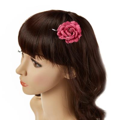 China New style soft Rose Peony Flower Petals hairpins simulation rose sparkle flower hair clips hair clips for girls for sale