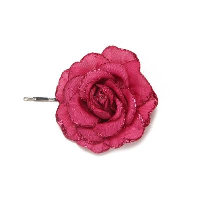 China Sweet Unique Design Flower Hair Accessories Flower Hairpins Rose Flower Hair Clips Handmade For Girl for sale