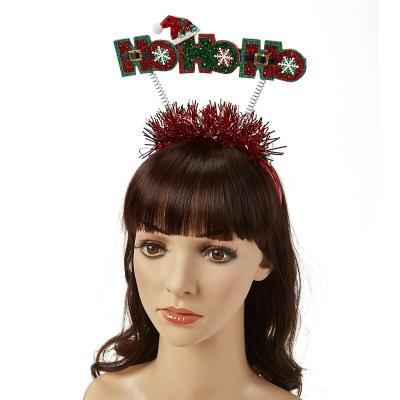 China Lovely Merry Christmas Party Hair Accessories Sequin Letters with Christmas Hat Headband for Kids for sale