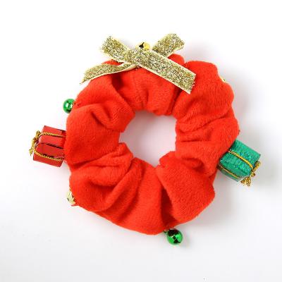 China 2021 RED Hair Scrunchies New Product Christmas Hair Ties Christmas Gift Fluffy Hair Bow For Girl Women Accessories MHS00189 for sale