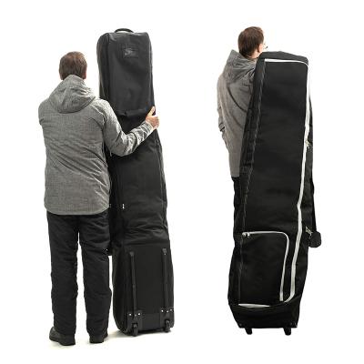 China Outdoor Sports Bags Padded Ski Equipment Carrier With Wheels For Air Transport Double Rolling Ski Bag for sale