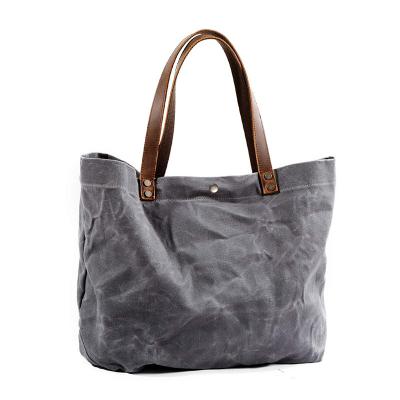 China PORTABLE Waxed Canvas Extra Large Tote Shoulder Bags For Women Travel Tote Bag for sale