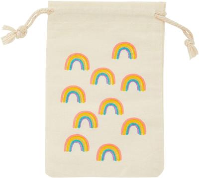 China PUNCH Rainbow 12-Pack Gift Bags Mini Canvas Drawstring Pockets Rainbow Party Supplies Treat Gift for sale