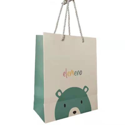 China Small Gift Paper Bags Recyclable Shopping Custom Logo For Handbag for sale