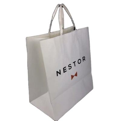 China High Quality Recyclable Personalized White Kraft Paper Shopping Paper Bags With Logos for sale