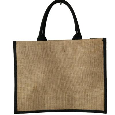 China Fashionable Customized Environmental Friendly Black Jute Bags Shopping Bags for sale