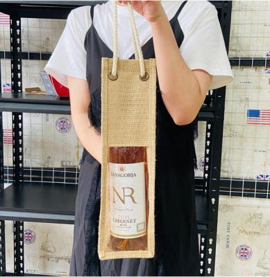 China Single Window Tote Wine Bag PVC Champagne Promotional Gift Transparent Portable Durable Jute Bottle Red Wine Factory Fashionable Custom Made for sale