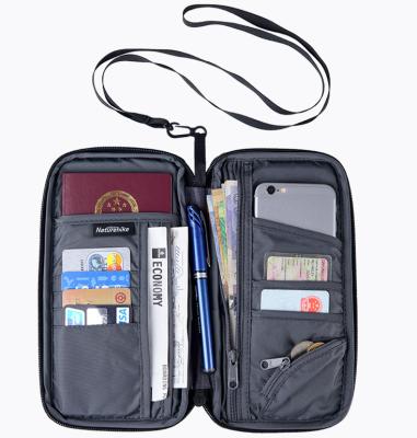 China Easy Carry Polyester Custom Passport Wallet Travel Ticket Holder Zipper Passport Bag for sale