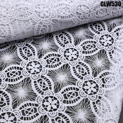 China Water Soluble Pure White Skin Friendly African Rope Lace / Guipure Lace Fabric Wedding Dress From Supoo Switzerland for sale