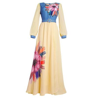 China Supoo Water Soluble African Lady Long Dress Print Flowers Designs Ladies Ankle-Length Casual Nigerian Dress for sale