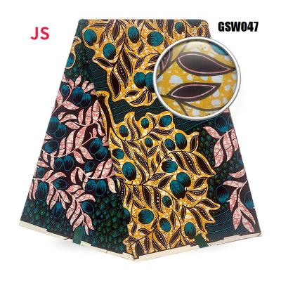 China 2021 Top Fashion Gold Wax Fabrics Anti-static / African Super Wax Print Fabrics Glitter Wax for sale