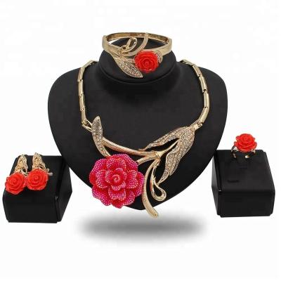 China Big Flower Crystal African Beads Jewelry Set Indian Bridal Jewelry Sets For Women Round Ethiopian Wedding Jewelry Sets for sale