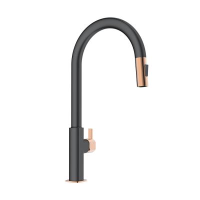 China Thermostatic Faucets Factory Pull Out Kitchen Faucet Rose Gold And Black Kitchen Sink Faucets for sale