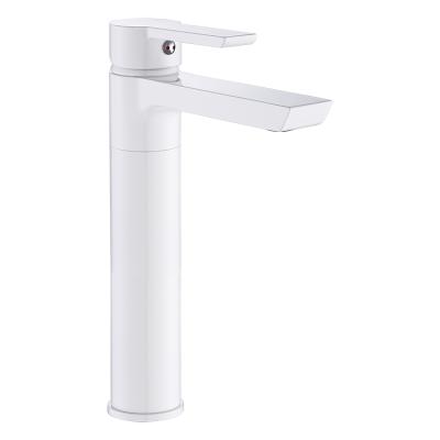 China Metered Faucets Single Handle Deck Mounted White Bathroom Basin Faucets Mixers Taps Basin Water Faucet Mixer for sale