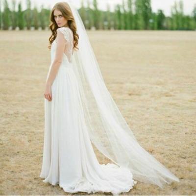 China Decorative long pearl edge small quantity wedding head veil bridal trim embroidery edge for bridal dress for sale