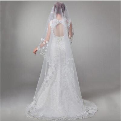 China Romantic Pearl Edge Hot Style Champagne Wedding Long Veil Bridal Veil Wedding Accessories for sale