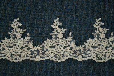 China Embroidery Tulle Lace Border Beautiful Cord  Lace Trimming  For Wedding Dress for sale