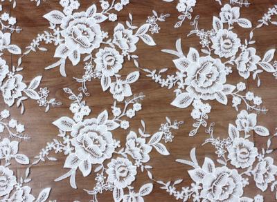 China Mesh Embroidery   Fabric  Fashion  Lace for Bridal Dress Black Ivory Double Color for sale