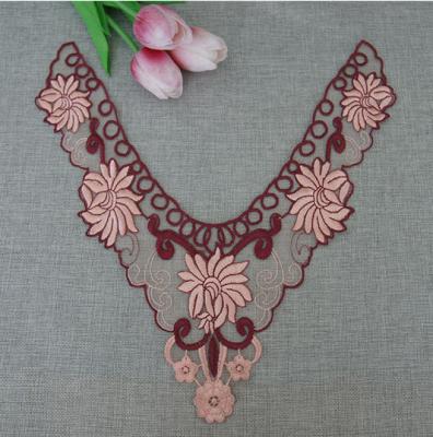 China 100%Polyester  Embroidery  Pajams Collar Lace   Mesh Based Necklace Decoration for sale