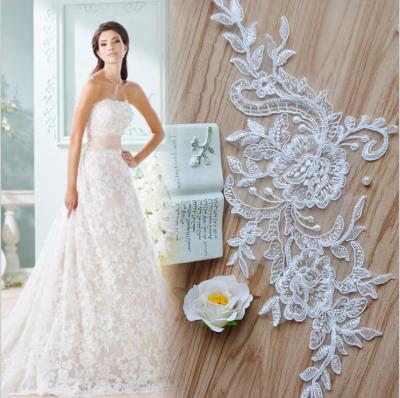 China Apparel  Accessories Ivory  Embroidery  Cord Lace Applique for Bridal Dress for sale