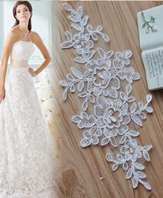 China Garment Accessories Embroidery Lace Applique with Cord  Ivory Color for sale