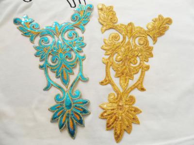 China Hot Fix  Embroidery Lace Applique with Sequin in  Different Color for sale