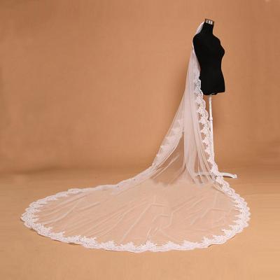 China 3m Ivory Bridal Veil Jacquard Lace Edge with Cord for sale