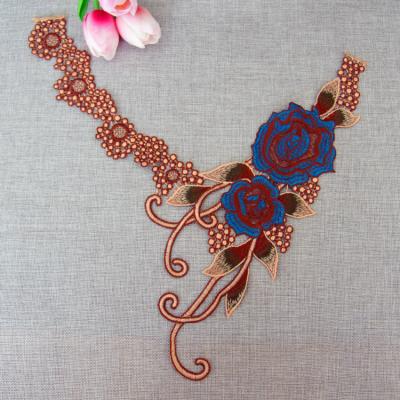 China 100%Polyester  Embroidery  Pajams Collar Lace   Mesh Based Necklace Decoration for sale