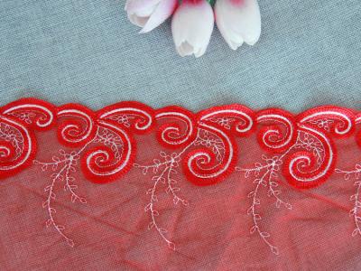 China Apparel Accessories Mesh Based  Embroider Lace Trim for Nightgown for sale