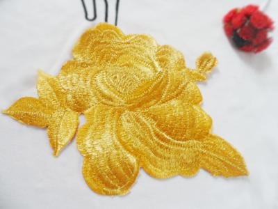 China Hot Fix Motif   Gold Wire  Embroidery Flower Applique for sale