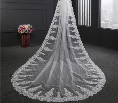 China Embroidery Cord lace with Rhinstone  Ivory/White Bridal Veil  Wedding Accessories for sale