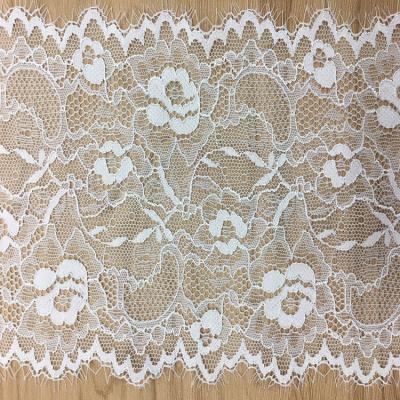 China 15 cm Underwear Strench Lace Border Eyelash lace edge with ivory black color in stock for sale