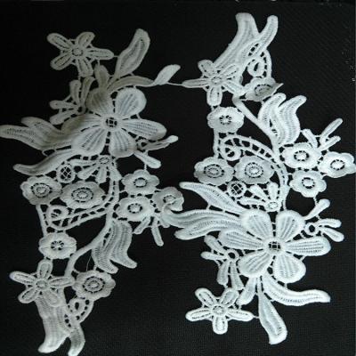 China White Water Soluble Embroidery Applique   for Wedding Bridal Dress for sale