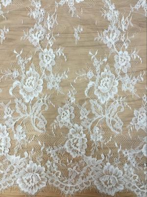 China French Lace Fabric  Eyelash Cord Lace Fabric in Ivory Color for sale