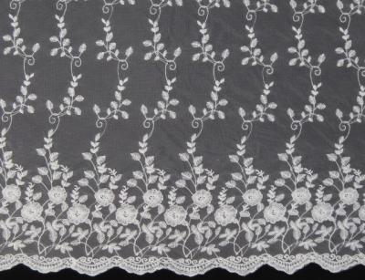 China Ivory Mesh Based  Embroidery Lace Fabric   for Wedding Bridal Dress for sale