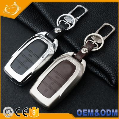 China Replace Car Key Case New Arrival Auto Accessories Metal Aluminum +Leather Smart Car Cover Case For Toyota Camry Corolla Crown RAV4 for sale