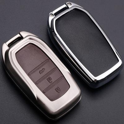 China Replace Car Key Case New Arrival Auto Accessories Leather Aluminum Metal Car Cover Smart Key Case For Toyota Camry Corolla Crown RAV4 for sale