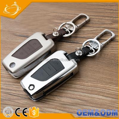 China Replace Car Key Case Newest Metal Styling Leather Key Cover Protect Key Case Chain Backrest For Toyota Highlander Reiz Corolla Levin Mark-X for sale