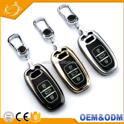 China Replace Shell Zinc Alloy +Leather 3 Button Cover Car Key Case Excellent Quality Car Key Case Smart Holder For Audi Sline A3 A5 Q3 Q5 A6 C5 C6 for sale