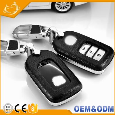 China Replace Car Key Case SAIBON PATENT PRODUCTS LEATHER KEY WALLET REMOTE CAR KEY COVER CHAIN ​​HOLDER FOR HONDA CIVIC for sale