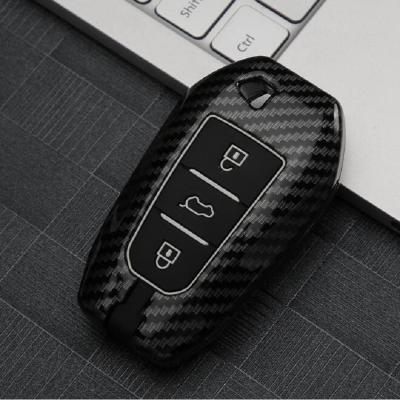 China Carbon Aluminum Metal Silicone Car Remote Key Cover Case For Peugeot 308 408 508 301 Citroen C4L DS5 C3-XR Key for sale