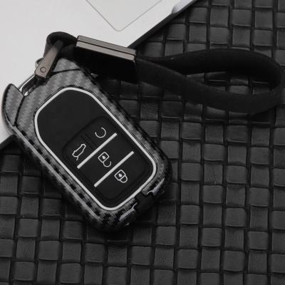 China Smart Carbon Leather Fiber Leather Cover Car Accessories Car Key Case Remote Key Wallet for Hond Accord Civic City Urv fit crv xrv for sale