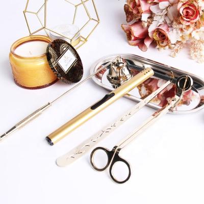 China Universal Candle Wick Trimmer Set Factory Price Cutout BBQ Buttons Aluminum Alloy Electric Arc Windproof Candle Igniter for sale