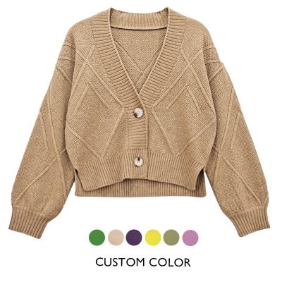 China wholesale ANNEX Anti-wrinkle winter luxury long woman sweater heavy fashion jacquard knit vintage brown cardigan sweater for sale