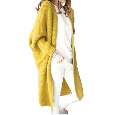 China Anti-wrinkle Autumn Winter New Style Pocket Long Sleeve Ladies Knit Coat Women's Long Cardigan Sweater for sale