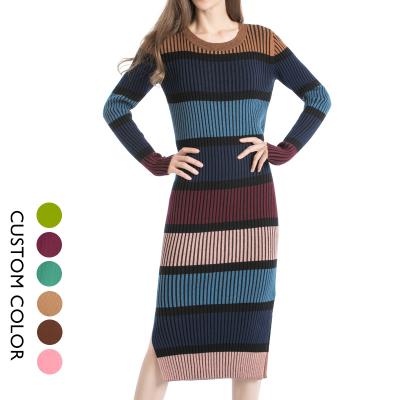 China New Sale Ladies Long Sleeve 2021winter Sweater Dress Anti-Static Hot Casual Stylish Women's Elegant Sweaters Dress Turtle Neck for sale