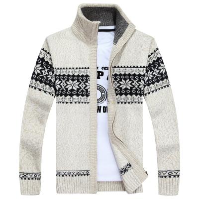 China 2021 Anti-Wrinkle Mens Coats Winter Thick Striped Plus Size Men Jacket Coats Knitted Zipper Cardigan Casual Long for sale